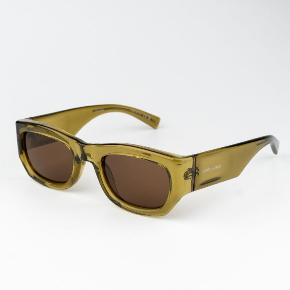 SALE! NEW Saint Laurent SL713 004 Transparent Green Brown UnisexSunglasses